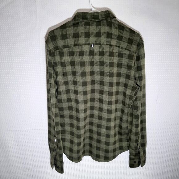 Stone Rose Small Dress Shirt Green Stretch Plaid Long Sleeve Hi-Tech Casual - Picture 4 of 5